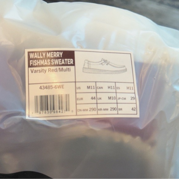 Hey Dude Shoes Men Size 11 Wally Merry Fishmas Sweater Lace Up Loafers Comfy NEW - Picture 8 of 12